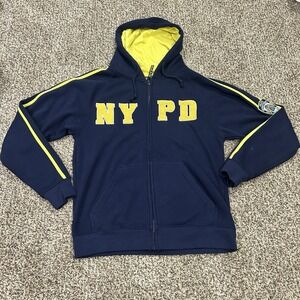 Official NYPD Full Zip-up Sweatshirt Mens Small Embroidered Blue Hoodie